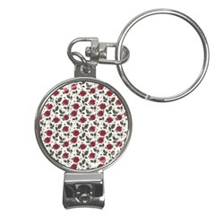 Roses Flowers Leaves Pattern Scrapbook Paper Floral Background Nail Clippers Key Chain