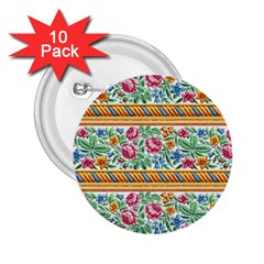 Flower Pattern Art Vintage Blooming Blossom Botanical Nature Famous 2 25  Buttons (10 Pack)  by Maspions