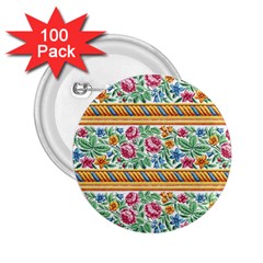 Flower Pattern Art Vintage Blooming Blossom Botanical Nature Famous 2 25  Buttons (100 Pack)  by Maspions