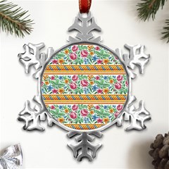 Flower Pattern Art Vintage Blooming Blossom Botanical Nature Famous Metal Small Snowflake Ornament by Maspions