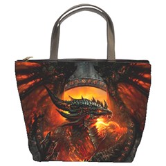 Dragon Fire Fantasy Art Bucket Bag by Maspions