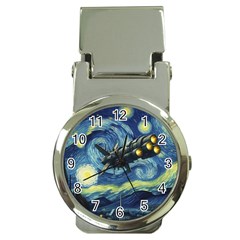 Spaceship Starry Night Van Gogh Painting Money Clip Watches