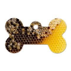 Honeycomb With Bees Dog Tag Bone (two Sides) by Apen