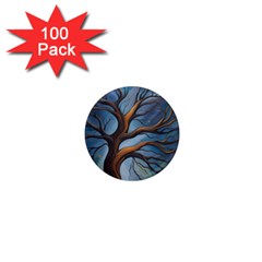 Tree Branches Mystical Moon Expressionist Oil Painting Acrylic Painting Abstract Nature Moonlight Ni 1  Mini Magnets (100 Pack)  by Maspions