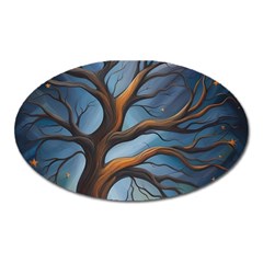 Tree Branches Mystical Moon Expressionist Oil Painting Acrylic Painting Abstract Nature Moonlight Ni Oval Magnet by Maspions