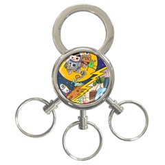 Astronaut Moon Monsters Spaceship Universe Space Cosmos 3-ring Key Chain