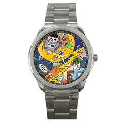 Astronaut Moon Monsters Spaceship Universe Space Cosmos Sport Metal Watch