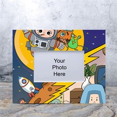 Astronaut Moon Monsters Spaceship Universe Space Cosmos White Tabletop Photo Frame 4 x6  by Maspions