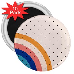 Abstract Geometric Bauhaus Polka Dots Retro Memphis Rainbow 3  Magnets (10 Pack) 