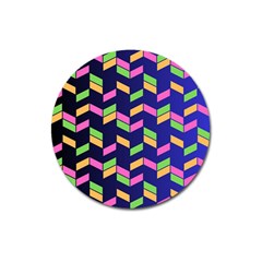 Background Pattern Geometric Pink Yellow Green Magnet 3  (round)