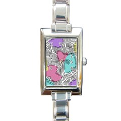 Lines Line Art Pastel Abstract Multicoloured Surfaces Art Rectangle Italian Charm Watch by Maspions