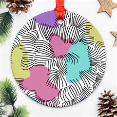 Lines Line Art Pastel Abstract Multicoloured Surfaces Art Ornament (round)