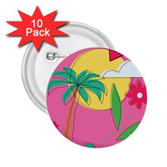 Ocean Watermelon Vibes Summer Surfing Sea Fruits Organic Fresh Beach Nature 2 25  Buttons (10 Pack) 