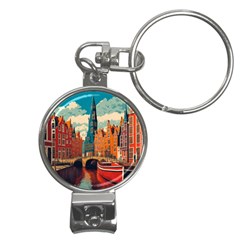 London England Bridge Europe Buildings Architecture Vintage Retro Town City Nail Clippers Key Chain