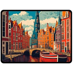 London England Bridge Europe Buildings Architecture Vintage Retro Town City Fleece Blanket (large)