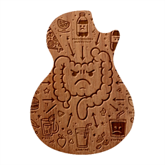 Health Gut Health Intestines Colon Body Liver Human Lung Junk Food Pizza Guitar Shape Wood Guitar Pick Holder Case And Picks Set by Maspions