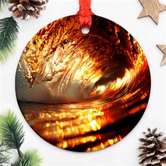 Wave Art Mood Water Sea Beach Ornament (round)