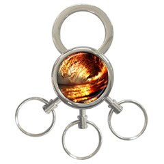 Wave Art Mood Water Sea Beach 3-ring Key Chain