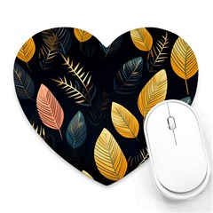 Gold Yellow Leaves Fauna Dark Background Dark Black Background Black Nature Forest Texture Wall Wall Heart Mousepad