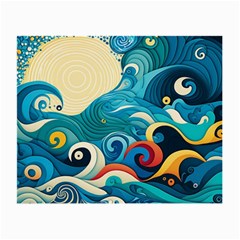 Waves Ocean Sea Abstract Whimsical Abstract Art Pattern Abstract Pattern Water Nature Moon Full Moon Small Glasses Cloth (2 Sides) by Bedest