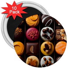 Chocolate Candy Candy Box Gift Cashier Decoration Chocolatier Art Handmade Food Cooking 3  Magnets (10 Pack)  by Maspions