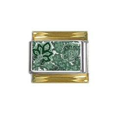 Green Ornament Texture, Green Flowers Retro Background Gold Trim Italian Charm (9mm)