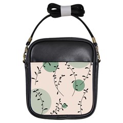 Plants Pattern Design Branches Branch Leaves Botanical Boho Bohemian Texture Drawing Circles Nature Girls Sling Bag