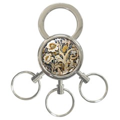 Flower Floral Pattern Floral Digital Spring Flora Botanical Blossom Bloom Vintage 3-ring Key Chain