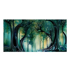 Trees Forest Mystical Forest Background Landscape Nature Satin Shawl 45  X 80 