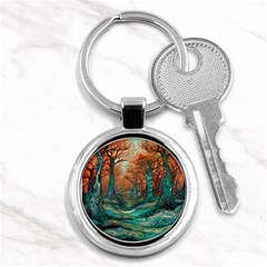 Trees Tree Forest Mystical Forest Nature Junk Journal Scrapbooking Landscape Nature Key Chain (round)