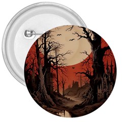 Comic Gothic Macabre Vampire Haunted Red Sky 3  Buttons