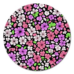 Flowers Floral Pattern Digital Texture Beautiful Magnet 5  (round)