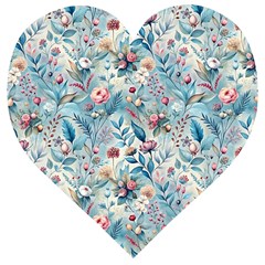 Floral Background Wallpaper Flowers Bouquet Leaves Herbarium Seamless Flora Bloom Wooden Puzzle Heart by Maspions