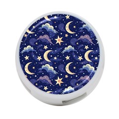 Night Moon Seamless Background Stars Sky Clouds Texture Pattern 4-port Usb Hub (two Sides)