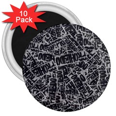 Rebel Life: Typography Black And White Pattern 3  Magnets (10 Pack)  by dflcprintsclothing
