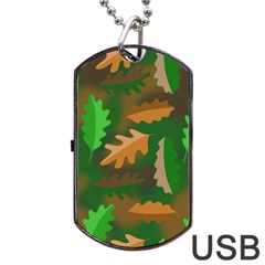 Leaves Foliage Pattern Oak Autumn Dog Tag Usb Flash (two Sides)