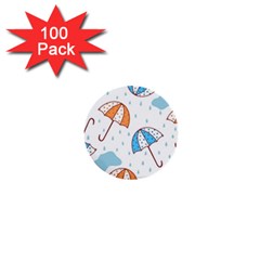 Rain Umbrella Pattern Water 1  Mini Buttons (100 Pack) 