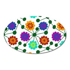 Bloom Plant Flowering Pattern Oval Magnet by Maspions