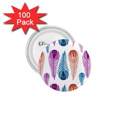 Pen Peacock Colors Colored Pattern 1 75  Buttons (100 Pack) 