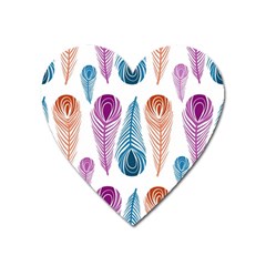 Pen Peacock Colors Colored Pattern Heart Magnet