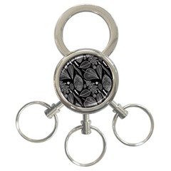 Leaves Flora Black White Nature 3-ring Key Chain