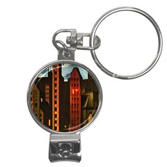 Sci-fi Futuristic Science Fiction City Neon Scene Artistic Technology Machine Fantasy Gothic Town Bu Nail Clippers Key Chain