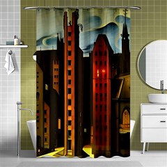 Sci-fi Futuristic Science Fiction City Neon Scene Artistic Technology Machine Fantasy Gothic Town Bu Shower Curtain 48  X 72  (small) 