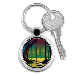 Nature Swamp Water Sunset Spooky Night Reflections Bayou Lake Key Chain (round)