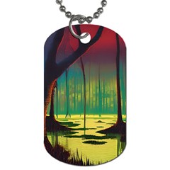 Nature Swamp Water Sunset Spooky Night Reflections Bayou Lake Dog Tag (two Sides)