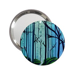 Nature Outdoors Night Trees Scene Forest Woods Light Moonlight Wilderness Stars 2 25  Handbag Mirrors by Posterlux