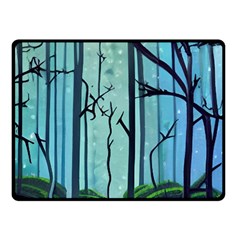 Nature Outdoors Night Trees Scene Forest Woods Light Moonlight Wilderness Stars Fleece Blanket (small)