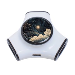 Starry Sky Moon Space Cosmic Galaxy Nature Art Clouds Art Nouveau Abstract 3-port Usb Hub