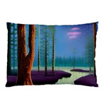 Artwork Outdoors Night Trees Setting Scene Forest Woods Light Moonlight Nature Pillow Case 26.62 x18.9  Pillow Case