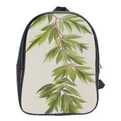 Watercolor Leaves Branch Nature Plant Growing Still Life Botanical Study School Bag (large) by Posterlux